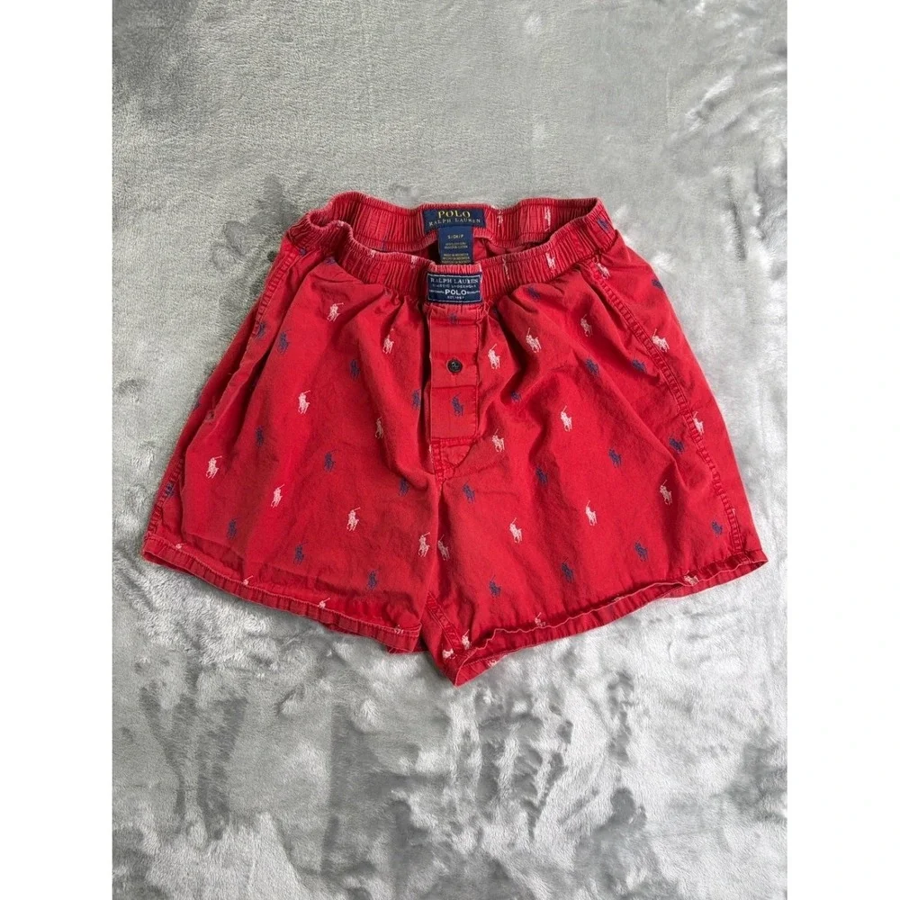 Polo Ralph Lauren Classic Underwear Men's Boxer Shorts S Red Woven Brand Labels